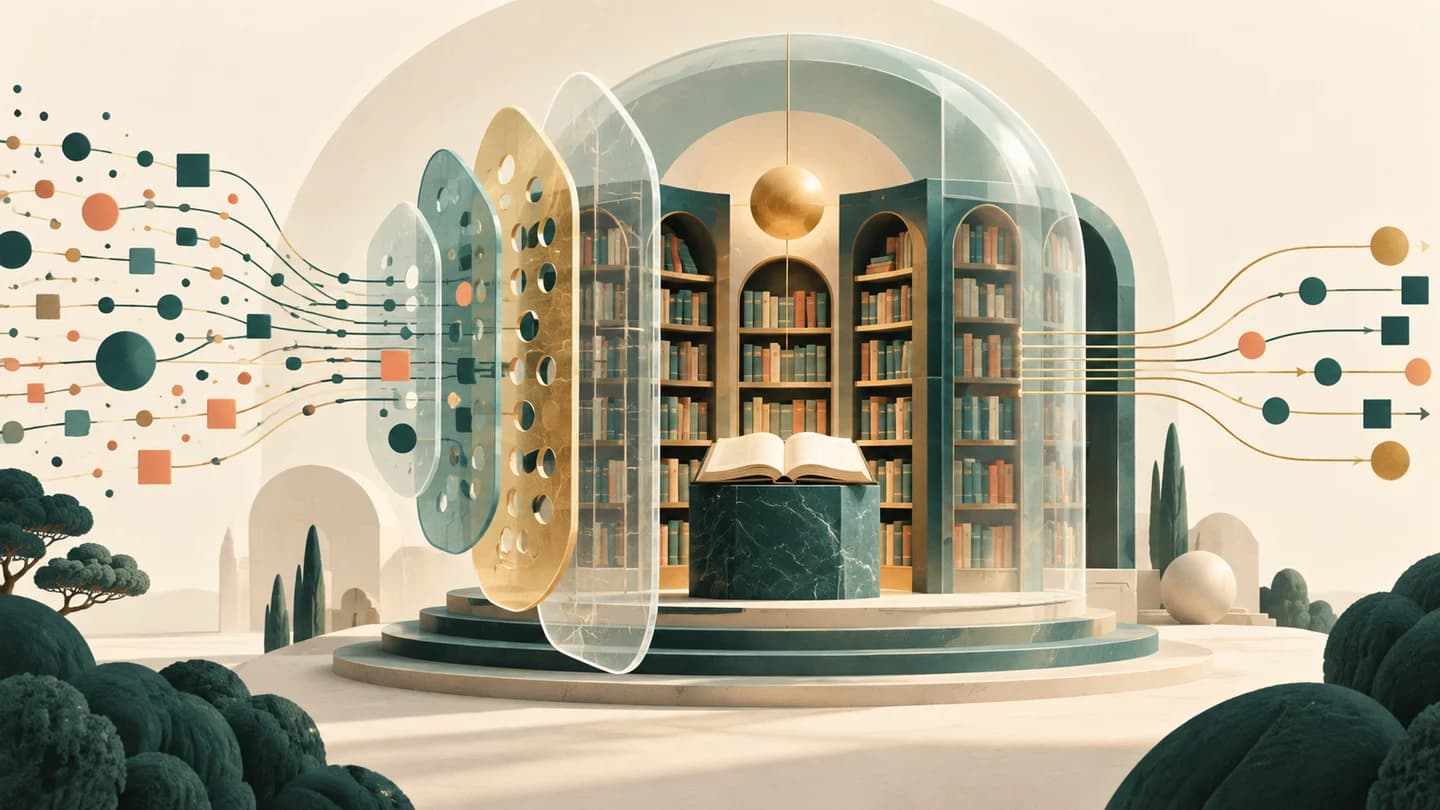 An abstract knowledge library protected by a layered filter, clean geometric data streams