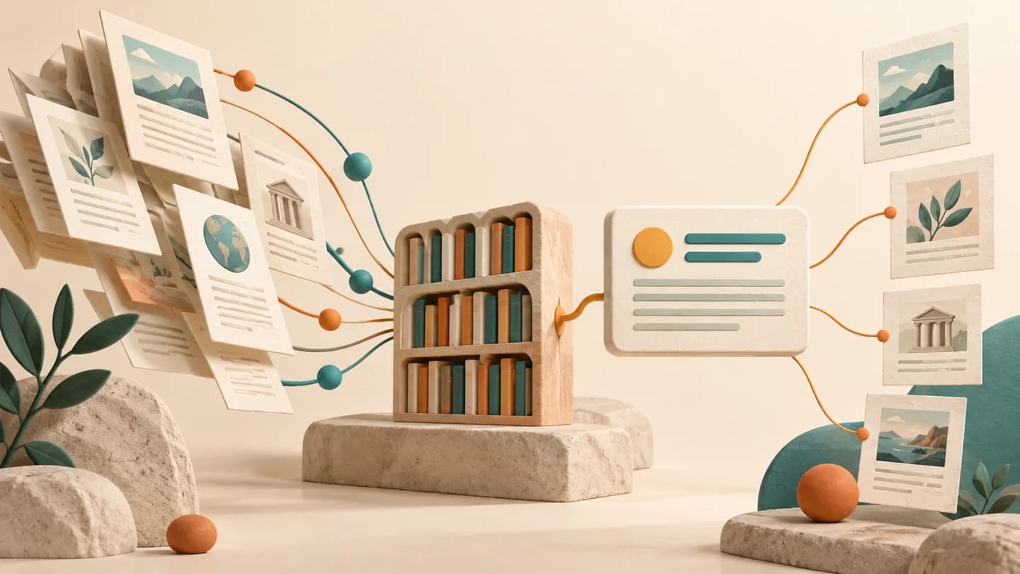 Build a Source-Backed AI Knowledge Assistant conceptual editorial illustration