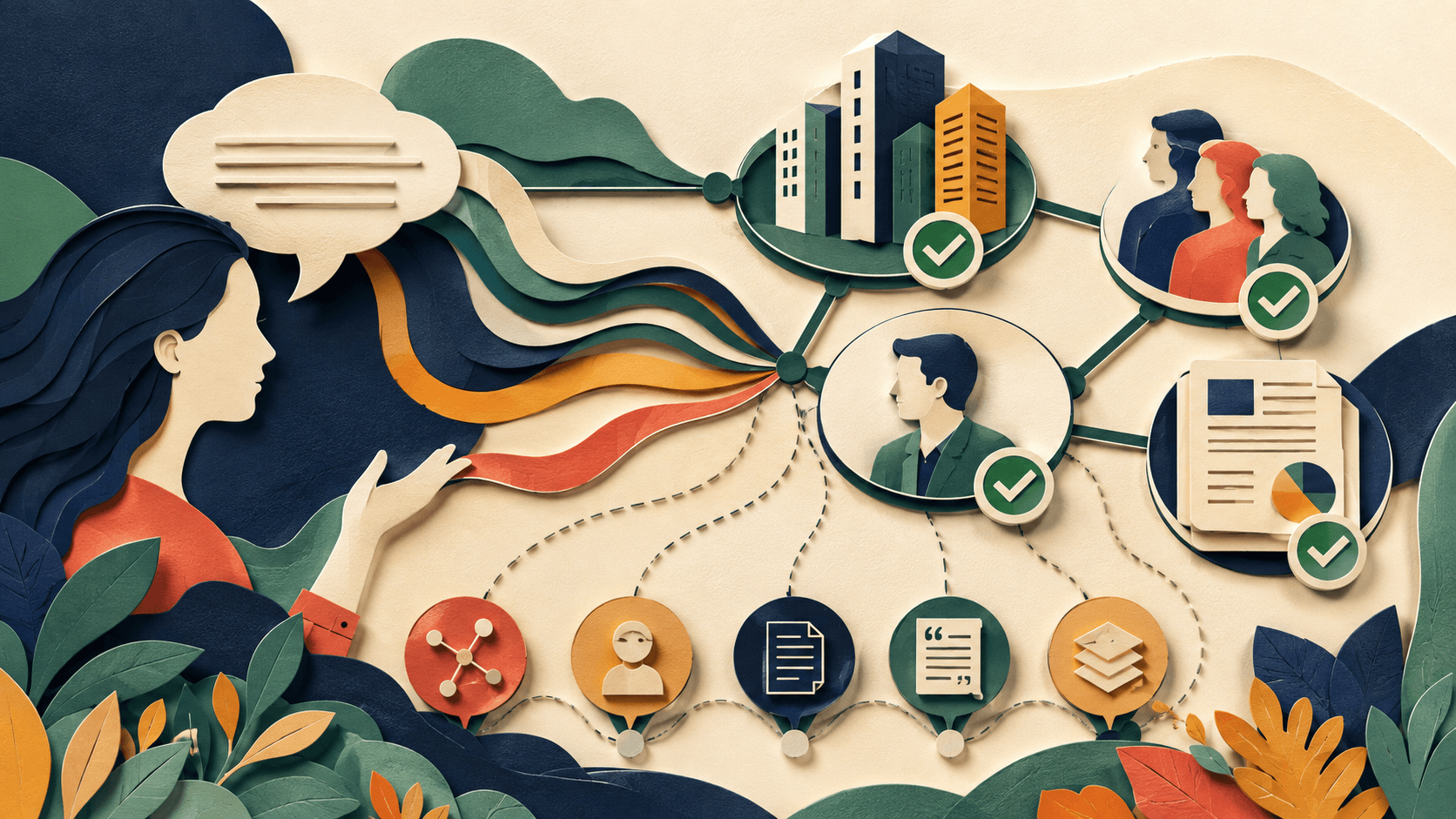 Exa Websets Review 2026: AI List Building, Enrichment, and Pricing Paper-cut natural-language request branching into verified people, companies, papers, and structured records