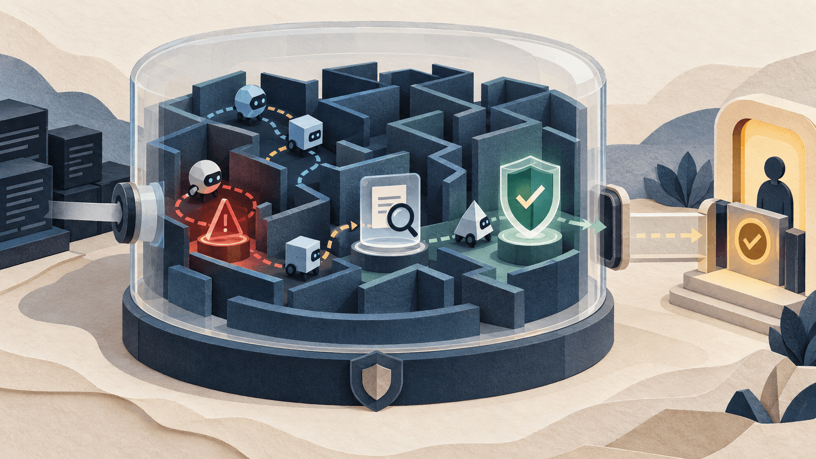 Google Open-Sources Mantis, an AI Harness for Finding and Patching Vulnerabilities Paper-cut editorial illustration of an isolated code labyrinth inspected by coordinated AI agents, with vulnerability evidence, a patch gate, and human approval
