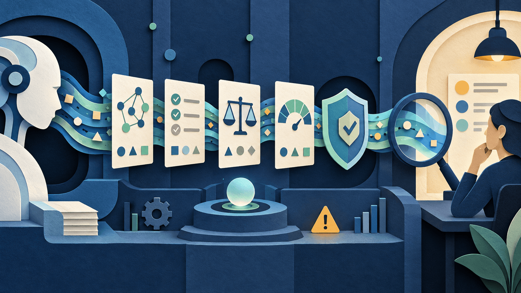Patronus AI Review 2026: Evaluations, Guardrails, Percival, and Pricing Paper-cut AI evaluation laboratory testing agent traces against labeled cases, safety shields, and calibration scales