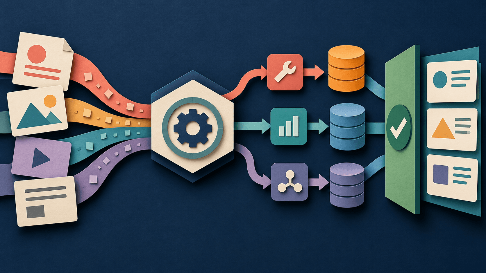 Pydantic AI Review 2026: Typed Agents, Tools, and Tradeoffs Paper-cut editorial concept showing typed agent inputs, tools, and validated outputs connected by a clear Python workflow