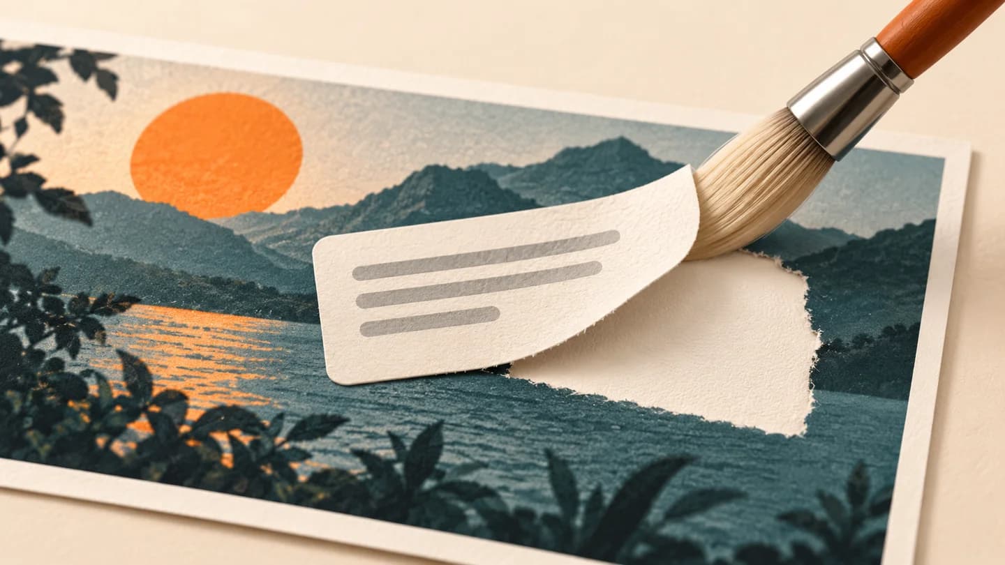 A brush removing an overlay from a patterned image