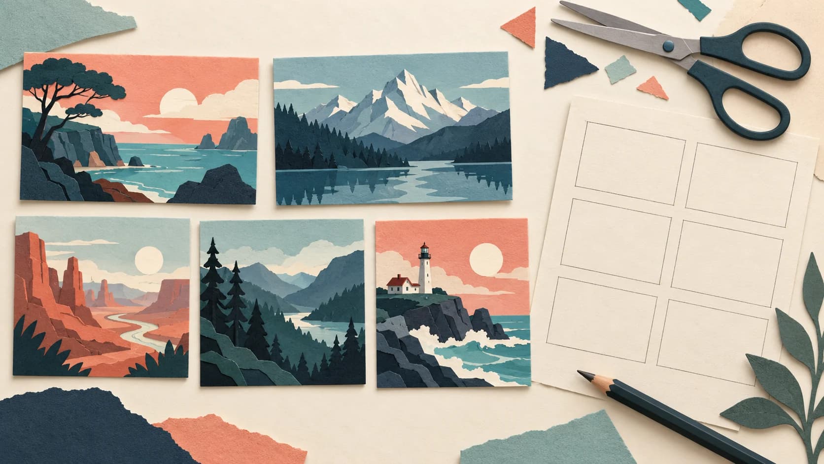 Five thumbnail concept cards beside a creator storyboard