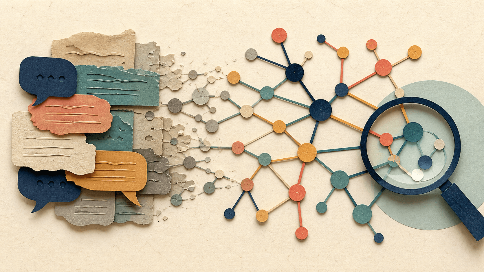 Zep Review 2026: Agent Memory, Pricing, Security, and Fit Paper-cut illustration of conversation fragments becoming a time-aware knowledge graph