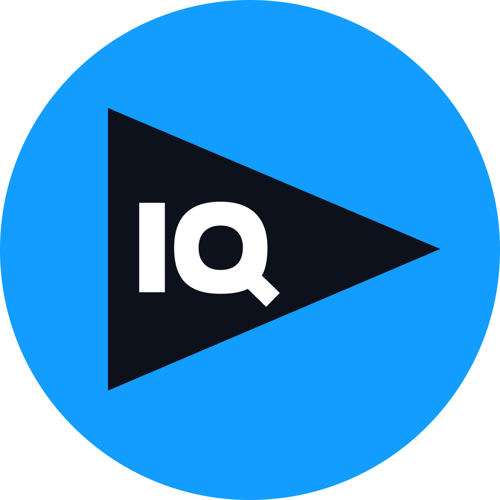 Official vidIQ blue circular badge with a dark play symbol and white IQ lettering